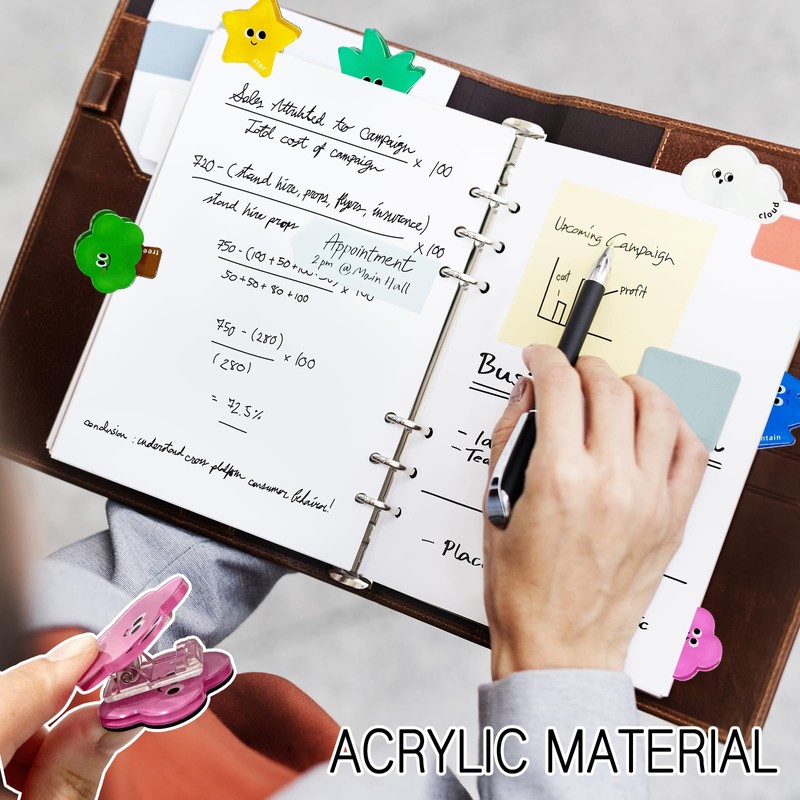 Cartoon Magnetic Clips (Set of 6) – Acrylic Cute Binder