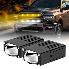 Super Bright Grill Driving Lights, Mini Projector Fog Lights for Car/Truck/Offroad/UTV/ATV/Motorcycle, Slim LED Bar, Hi-Lo Beam, White/Yellow