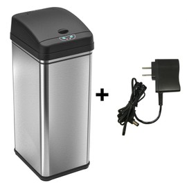iTouchless 13 Gallon Sensor Trash Can with AC Adapter, Battery-Free Stainless Steel Automatic Bin with Odor Filter, Great for Kitchen and Office