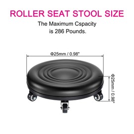 PATIKIL Low Roller Seat Wheel Stool Chair PU Leather Rolling Stool Seats Short Low Rolling Stool Universal Wheel Stool for Home Office Fitness Round Roller Seat Stool (Black)