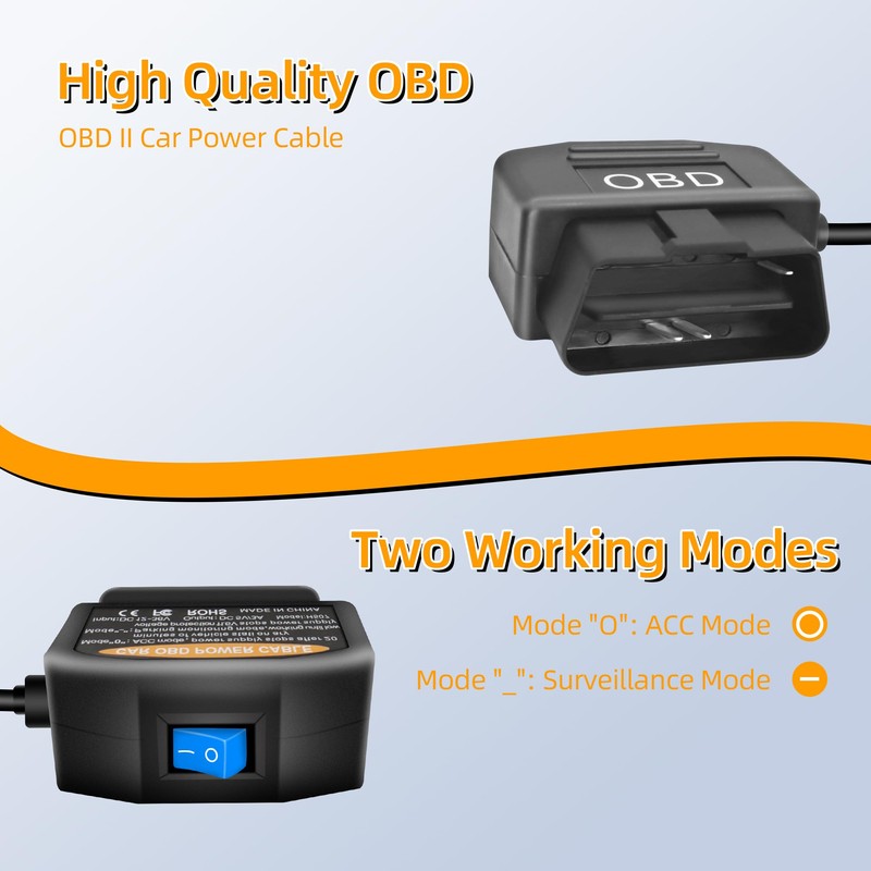 GELRHONR Car OBD Power Cable for Dash Camera, Electronic Vehicles