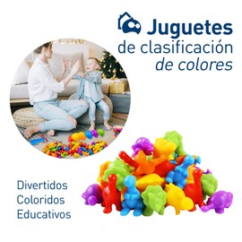 Bluelander Set de Juguetes de Clasificación de Colores, 56 Piezas, Juegos Didacticos, Juguetes Educativos, Desarrollo Cognitivo, Juguetes Didácticos para Niños, No Tóxico, Sin BPA (Dinosaurios)