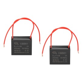 PATIKIL 8uF 450 V CBB61 Capacitor, 2Pcs Ceiling Fan Capacitor Motor Starting Capacitor Metalized Polypropylene Film Capacitors for Ceiling Fan Motor, Black