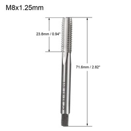 sourcing map Metric Machine Tap M8 x 1.25 H2 High Speed Steel 3 Straight Flutes Screw Tapping Threading Machinist Repair DIY Tool 2pcs
