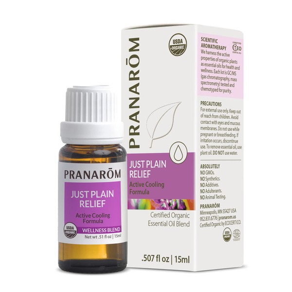 Pranarom - Just Plain Relief Essential Oils for Diffuser, Essential Oils for Humidifiers, Organic Essential Oils for Home, Natural Essential Oils for Skin Care, Certified Organic, 15ml