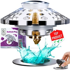 Innovative 2 in 1 Bathtub Drain Stopper - 1.37"- 2" Bathtub Drain Hair Catcher - Universal Tub Stopper Bathtub Drain with Anti-Clogging Filter - This Bath Tub Drain Stopper Solution to Your Problem