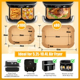 Airfryer Baking Paper for Ninja Flex Drawer Dual Zone AF500EU 10, 4L Hot Air Fryer, Accessories for Ninja Foodi AF500EU Airfryer & Cosori Dual Blaze Twinfry Hot Air Fryer 10L Pack of 180