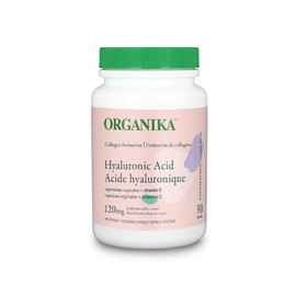 Organika Expires November 2025 Clearance Organika Hyaluronic Acid 120mg + Vitamin C - Collagen Formation 90 Vegetarian Capsules