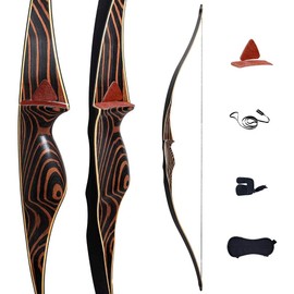 Deerseeker Outdoor Archery 54" Traditional Bow Hunting Longbow with Bamboo Core Limbs Handmade Recurve Bow RH/LH for Targeting Practice Shooting Youth & Adults Bow Set (50lb, Left Hand)