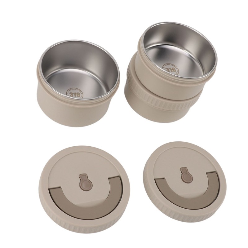 Insulated Food Container Beige 316 Stainless Steel Round Sealed Leak