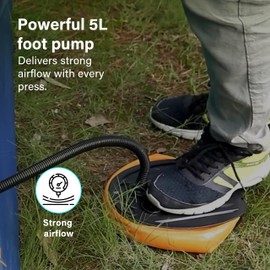 Powerful 5 Litre Foot Pump with 2 Nozzles for All Inflatables Lightweight Manual Air Bed Sturdy Compact Foot Pumps Airbed for Inflatables Air Mattress