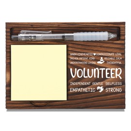 Volunteer Appreciation Gifts, Thank You Gift for Volunteer Worker, Office Coworkers Staff Appreciation Gifts, Sticky Note Holder Wooden Notepad & Pen Holder 6.5" x 4.7" - FTA312