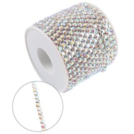 Samcos Diamond Stone Chain Crystal Chain 1 Set Crystal Base Parts Decoration Accessories DIY Craft Handmade Supplies Clothing Hat Silver 10M 2mm (Gradient Color)