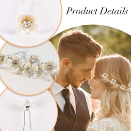 16 PCS Bridal Wedding Hair Pins Flower Hair Pins Diamond Decorative Hair Clips Bridal Hair Accessories Gold Silver White Flower Hair Pieces for Women Flower Brides Bridesmaids (Silver)