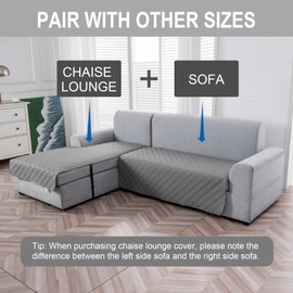 Genina L Shape Couch Cover, Sectional Couch Chaise Covers, Waterproof Washable Sofa Covers for Right L Shape Chaise Lounge, Anti-Slip Sofa Slipcovers for Dogs Cats Pet Friendly(Light Grey)
