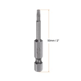 sourcing map 2pcs T10 Magnetic Security Star 5 Point Torx Screwdriver Bit 1/4" Hex Shank 2" Length