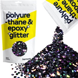Hemway Polyurethane & Epoxy Resin Glitter 100g / 3.5oz Metallic Crystal Flake Additive for Flooring Jewelry Tumblers Glass Pigment - Super Chunky (1/8" 0.125" 3mm) - Black Holographic
