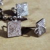 Cascade Jewelry Avant Garde Gunmetal Black Egyptian Pyramid Dotted Earring