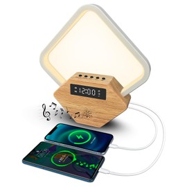 Xunhomon Sunrise Alarm Clock Table Lamp With White Noise Sound Machine 15 Nature Sound 3 Color Night Light 10 Ringtones For Bedrooms PD22.5W USB C Fast Charger Anniversary Birthday Gifts for Women Men