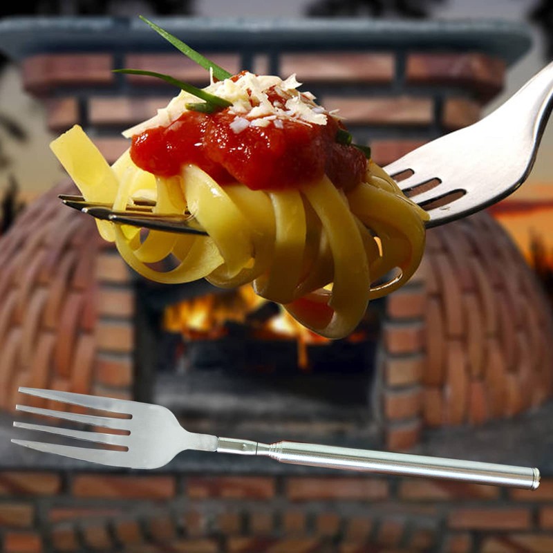 2 Pieces Extendable Stainless Steel Fork, Telescopic Fork, Extended Dinner