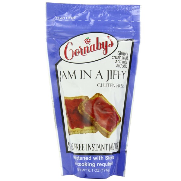 Cornaby's Jam in a Jiffy Instant Fresh or Freezer, No Cook, Sugar Free Jam Mix, Pack of 1 | Make Sugar Free, Low Calorie Homemade Jam | Net Wt. 6.1oz