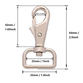 BIKICOCO 1'' Swivel Trigger Tilt & Bump Thumb Knob Bolt Snap Hook Lobster Claw Clasp Spring Loaded Clip, Silver - Pack of 10