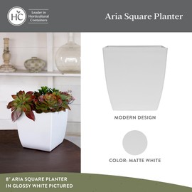 The HC Companies Aria Self Watering Square Plant Pot w/Drainage - Classic Planters for Outdoor Plants & Indoor Plants - Lightweight & UV-Resistant Plastic Pots for Plants (12" Matte White, Pack of 1)