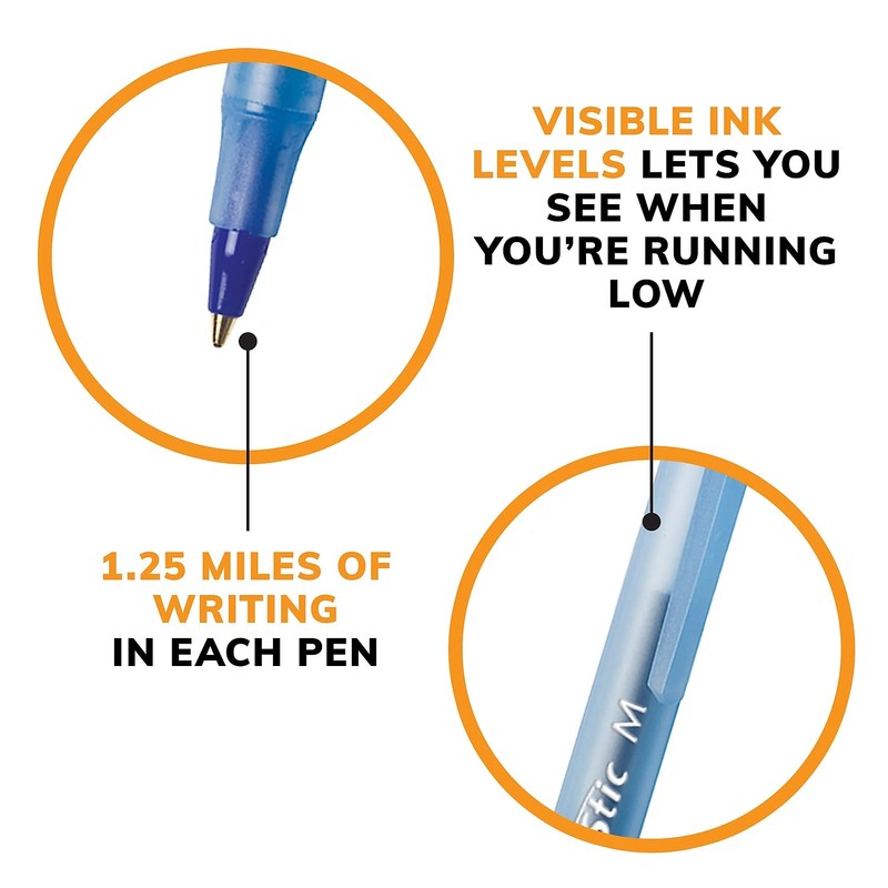 70 x BIC Xtra Life Round Stic Ballpoint Pens, Medium