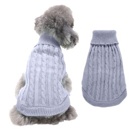 Dog Sweater Pet Clothes Dog Cat Girl Boy Fall Winter Outfits Apparel Pullovers Knitwear for Bichon Chihuahua Small Dogs Cats(L Gray)