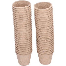 Yosoo 50 Uds 6 Cm Redondas Biodegradables Macetas de Turba Macetas de Plántulas Degradables Planta de Semillero Taza de Vivero Accesorio de Siembra Pulpa,Arbustos y Poda Artística Artificiales