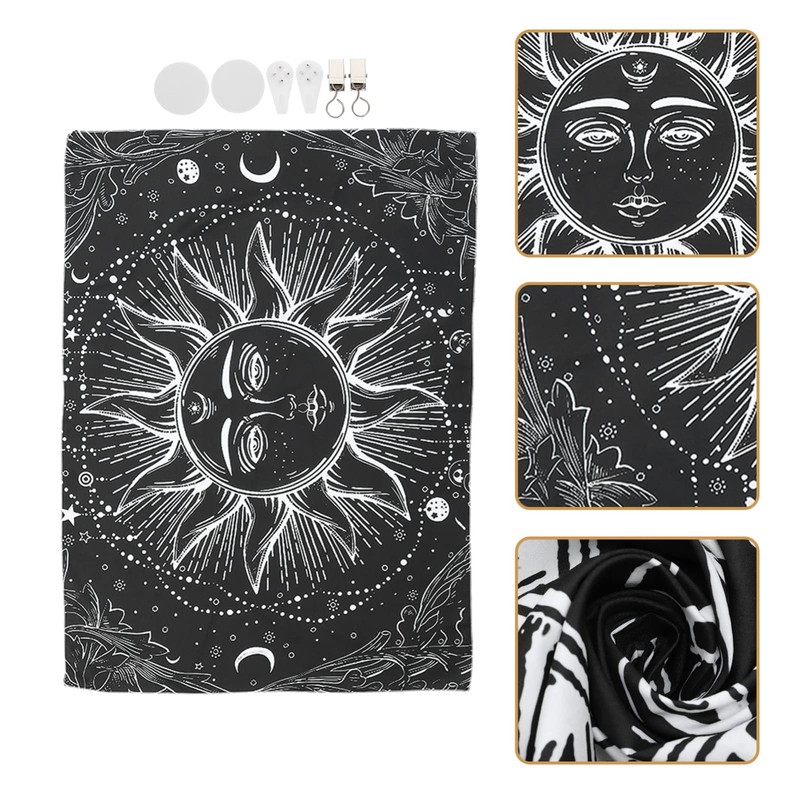 GRIRIW Black White Sun Tapestry Wall Hanging Boho Decor for