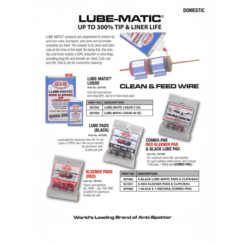 Weld-Aid 007062 Lube-Matic Combo-Paks, One Red Wire Pad/One Black Lube