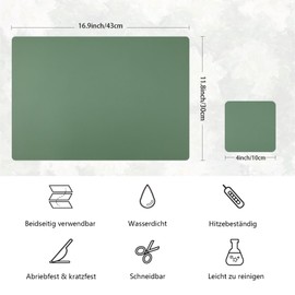 Bazasa Placemats, Set of 6, Faux Leather, Washable and Table Coasters, Heat Resistant, Double-Sided Placemats, Non-Slip Place Mats with Coasters for Home, Kitchen, Restaurant and Hotel (Grass Green)