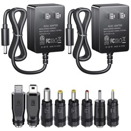 SoulBay 2PCS 5V 2A AC/DC Power Supply with 8 Plugs for USB Hub TV Box Tablet Camera BT Speaker GPS Webcam Router and More 5VDC Electronics, AC100-240V to DC 5V 2000mA Charger Adapter