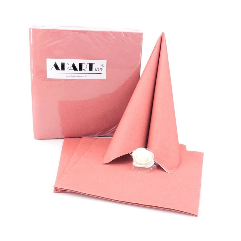 Apartina Napkins Fabric-Like Airlaid, Plain, Coral, Size 40 x 40