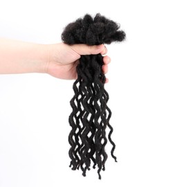 8 Inch 30 Strands Curly Wave Loc Extensions Human Hair, 0.6cm Dreadlock Extensions Human Hair for Women Men Kids Full Handmade Permanent Dreads Locs Natural Black