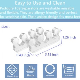 ZaxSota Pedicure Toe Separators for Separating Toenails or Nails Soft Gel Pedicure Kit Washable and reusable. Toe Separators for Women