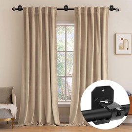 8PCS Upgraded No Drill Curtain Rod Brackets No Drilling Curtain Rod Holders Self Adhesive Curtain Rod Hooks Nail Free Adjustable Curtain Hangers Suitable for Poles of 0.62~1.57 Inch