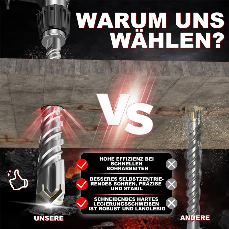 METOTY SDS Plus Drill Bit 30 mm x 260 mm,