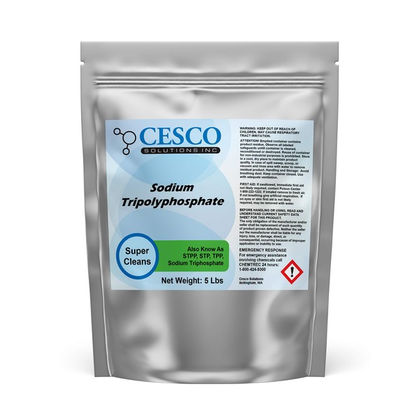 Sodium Tripolyphosphate STPP TPP STP - Technical Grade Light Dense Powder - Potent Alkaline Builder, Water Softener, Chelating Agent All Purpose in Resealable Easy Pour Package (5 lbs)