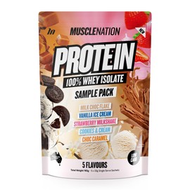 Muscle Nation Variety Pack - 5 x 33g Multiple Flavours Whey Isolate Single Serve Sachets (Perfect for Breakfast, Shakes, Smoothies or Ninja Creami Recipes)