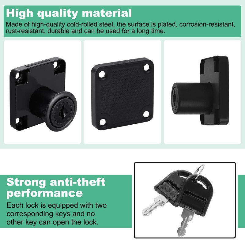 Faankiton 4 Sets Security Drawer Locks, Security Cam Lock 22mm,