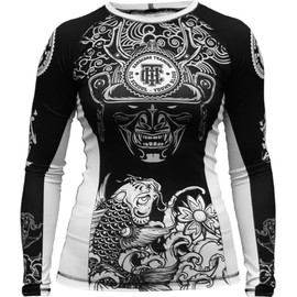 Hardcore Training Women Rash Guard Long Sleeve Compression Base Layer Tight Fitness Yoga Running Gym Workout Black/White