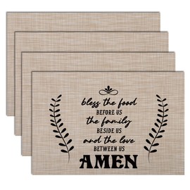 DAO9KITCHEN Bless The Food Inspirational Placemats Set of 4 for Family Love Kitchen Dinner Table Decor, Inspirational Quote Place Mats for Women Friends