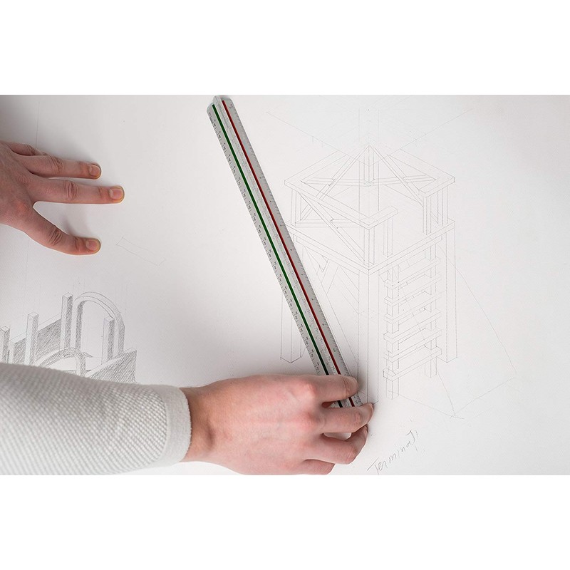 Architectural Scale Ruler, 12" Aluminum Architect Scale, Triangular Scale, Scale