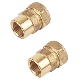 UKDD® 22mm Compression by 1/2" BSP Brass Female Iron Coupler, 22mm x 1/2" Adaptors Straight - WRAS Approved - Pack of 2
