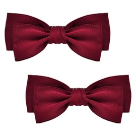 Double Layer Hair Bows for Girls 2Pcs Red Bowknot Hair Clips for Women Decorative Hair Accessories for Little Girls Silky Burgundy Bow Barrettes for Kids Teens 4" Non Slip Hair Bow Clip for Adults