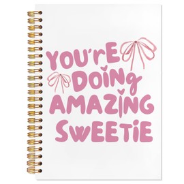YTRGI Coquette Inspirational Journaling Notebook, Girly Preppy Notebooks for Note Taking, Positive Journals for Writing, You're Doing Amazing Sweetie Motivational Quote Spiral Notebook 5.5x8.3 Inch