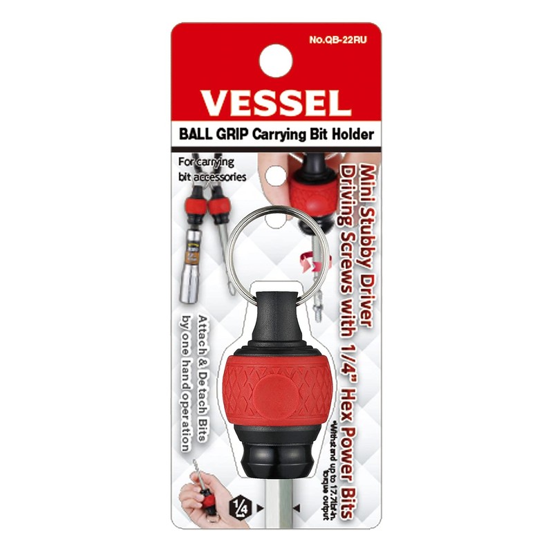 VESSEL Ball Grip Carrying Bit Holder (Red) QB22RU (1)