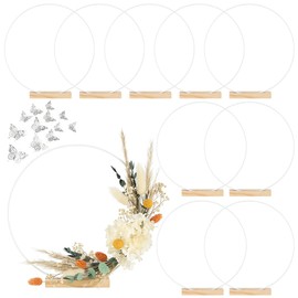 10 Pack White Floral Hoop with Stand 16 Inch Metal Rings for DIY Centerpiece Table Decorations Crafts Macrame Rings Hoop Dream Catcher Rings Wedding Christmas Wreath Candle Rings Wreaths Craft Hoops